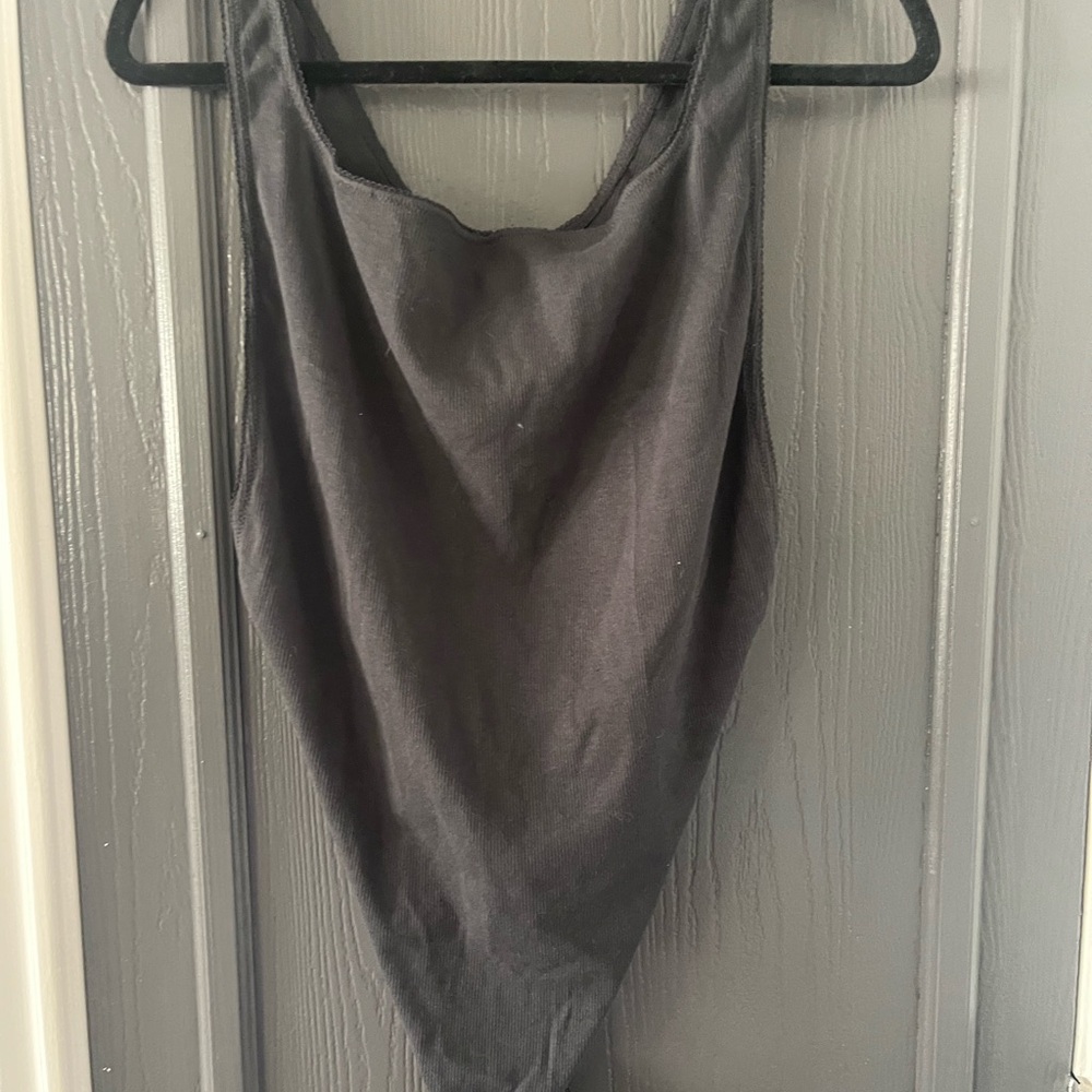 SKIMS Charcoal Ribbed Bodysuit